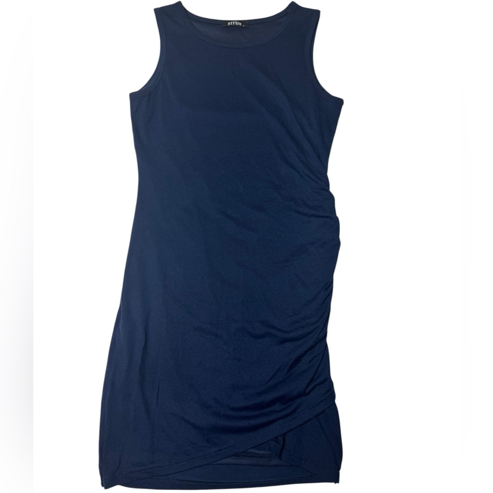 BTFBM Navy Blue Sleeveless Ruched Tank‎ Dress - Size M